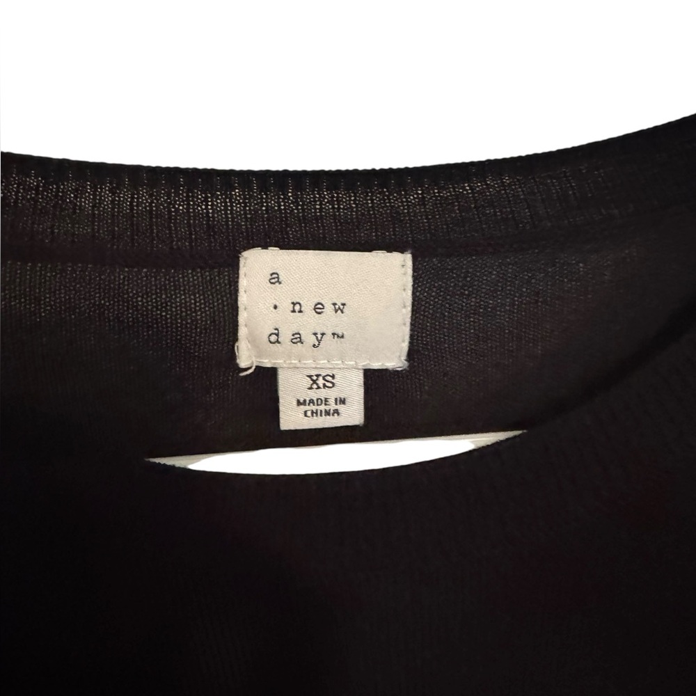 Women’s—A New Day Black Long Sleeve Round Neck Semi Sheer Shirt. Size X-Small. - Picture 7 of 8